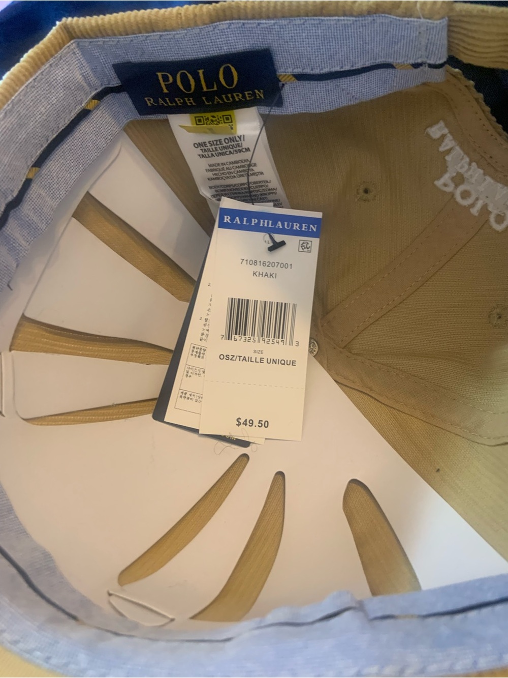 Ralph Lauren Corduroy Baseball Cap in Tan - Picture 7 of 8